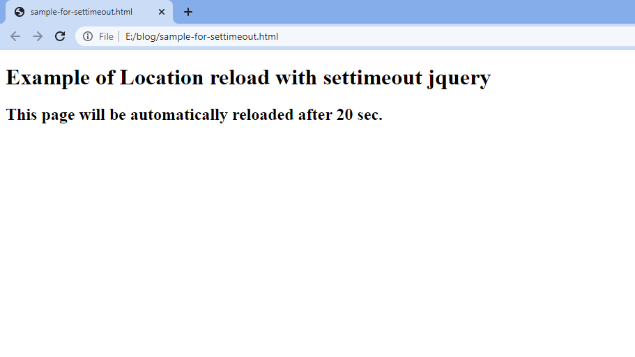 Example of Location reload with settimeout jquery