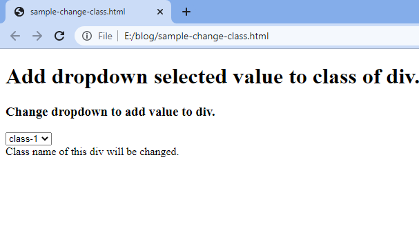 change class name on dropdown change JavaScript