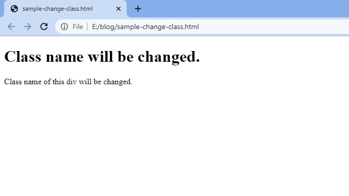 Change class name on page load jQuery